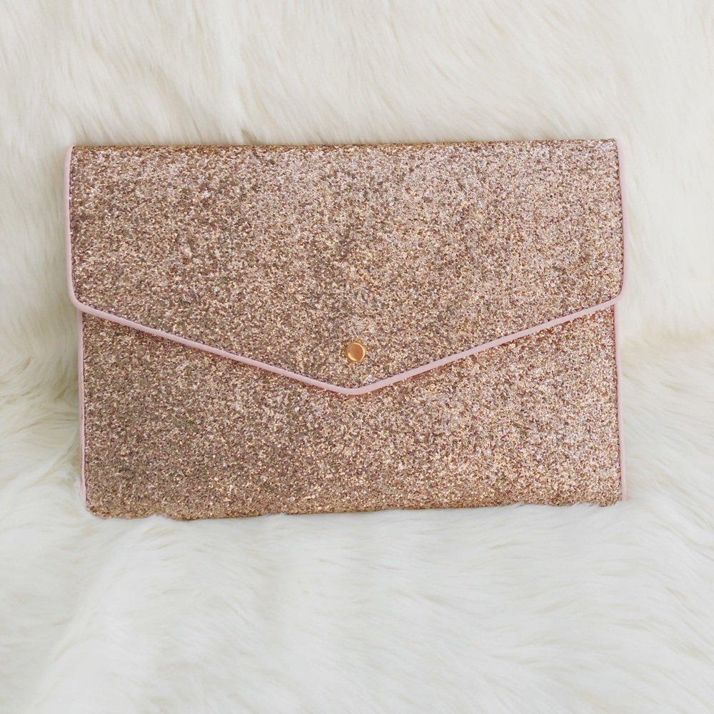 🆕 Rose Gold Glitter Envelope Clutch